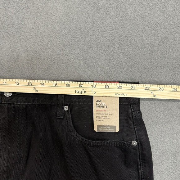 Levi's 469 Loose Fit Black Denim 12" Shorts Men‎ 42 Skater Streetwear Baggy New - Picture 3 of 12